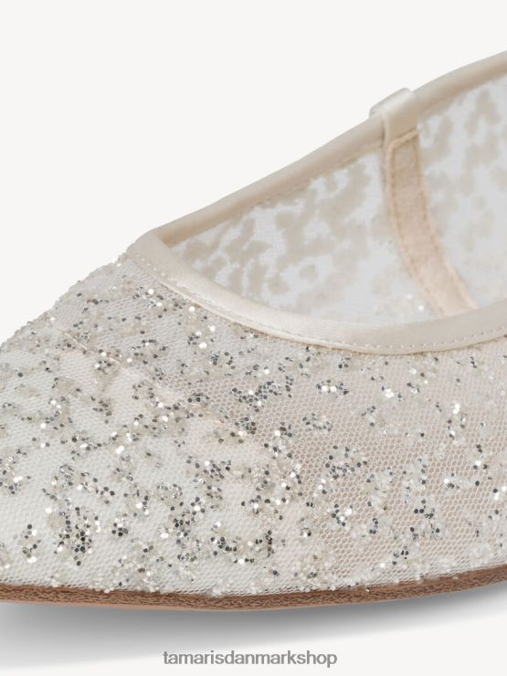 Tamaris Kvinder ballerina - beige/elfenben glam XVXV8T1101 sko