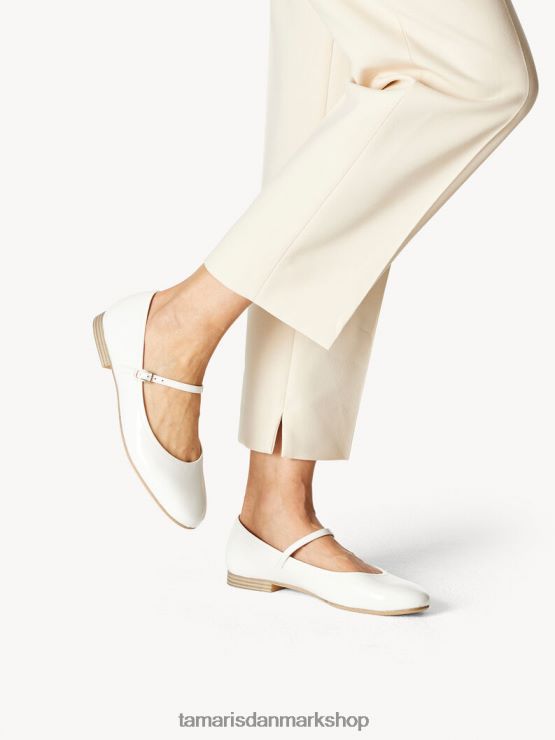 Tamaris Kvinder ballerina - hvid/hvid patent XVXV8T1062 sko