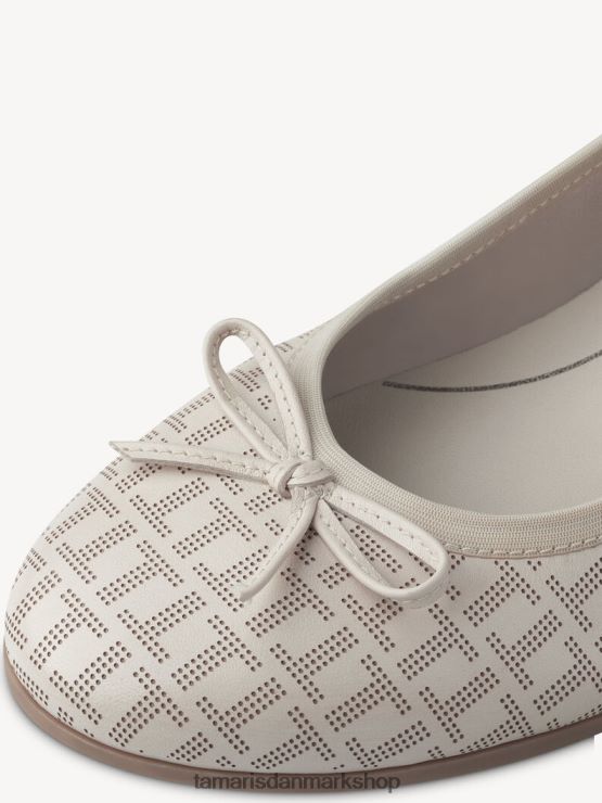 Tamaris Kvinder læder ballerina - beige/elfenben struktur. XVXV8T1319 sko