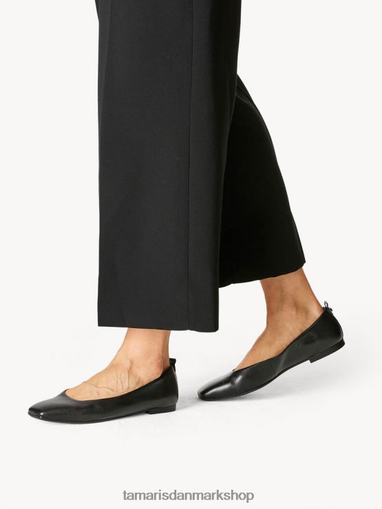 Tamaris Kvinder læder ballerina - sort/sort læder XVXV8T1183 sko