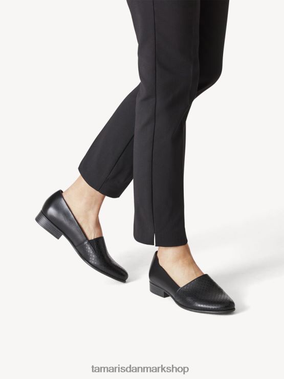 Tamaris Kvinder læder hjemmesko - sort/sort struktur. XVXV8T569 sko