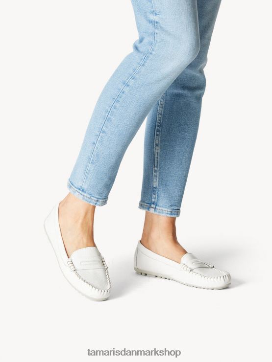 Tamaris Kvinder lædermoccasin - hvid/hvid læder XVXV8T570 sko