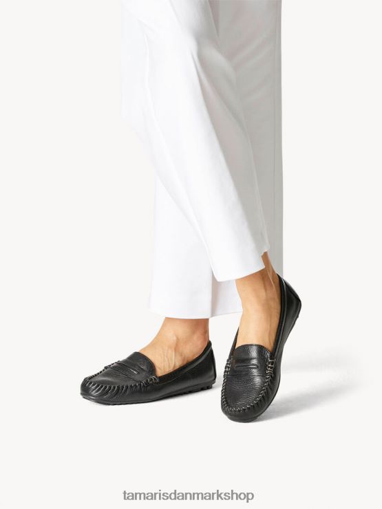 Tamaris Kvinder lædermoccasin - sort/sort læder XVXV8T1261 sko