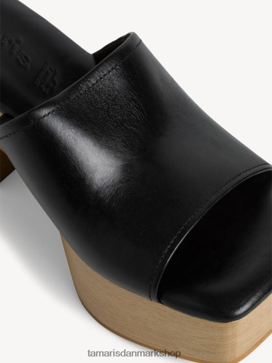 Tamaris Kvinder læder mule - sort/sort læder XVXV8T205 sko