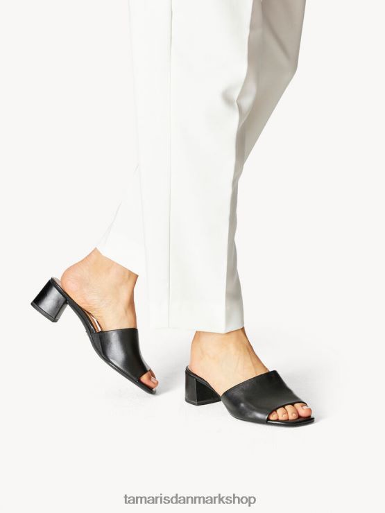 Tamaris Kvinder læder mule - sort/sort læder XVXV8T896 sko