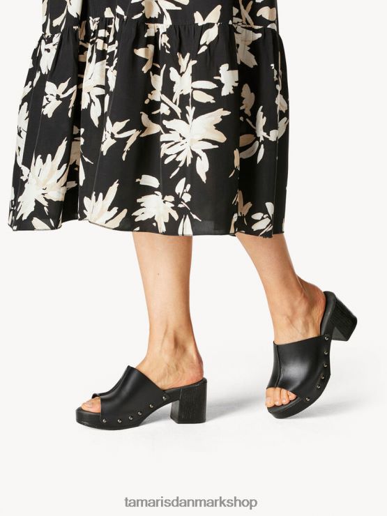 Tamaris Kvinder læder mule - sort/sort læder XVXV8T983 sko