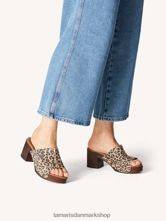 Tamaris Kvinder lædermule - brun/leopardkam XVXV8T111 sko