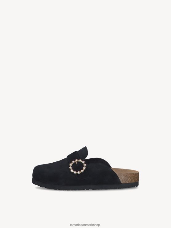 Tamaris Kvinder lædermule - sort/sort ruskind XVXV8T752 sko