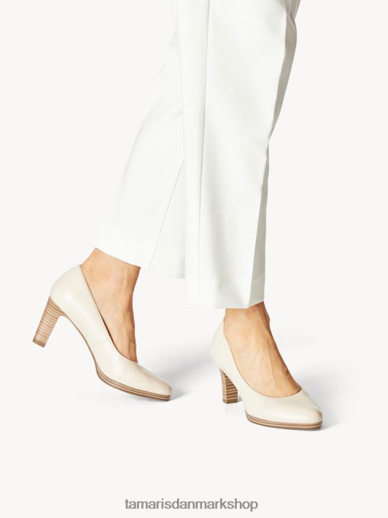 Tamaris Kvinder læder pumps - beige/elfenben XVXV8T2300 sko
