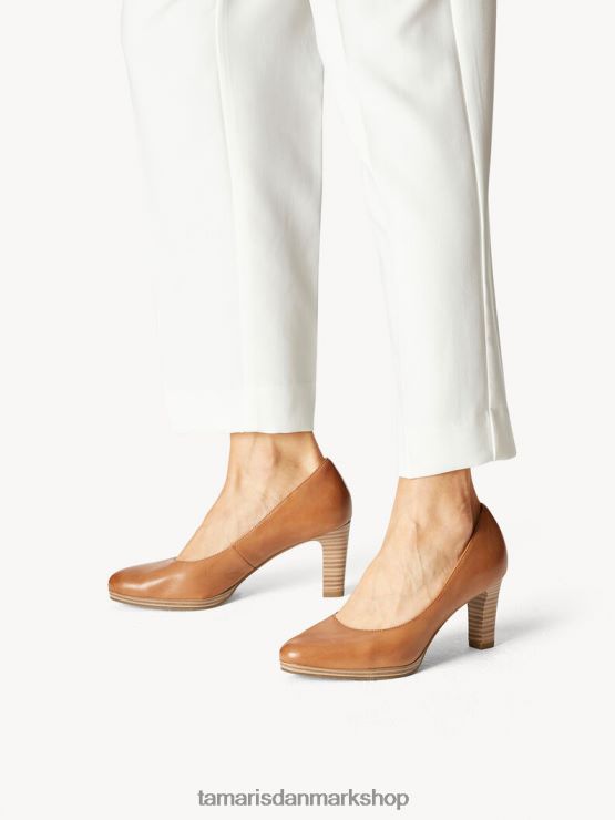 Tamaris Kvinder læder pumps - brun/kamel XVXV8T1365 sko