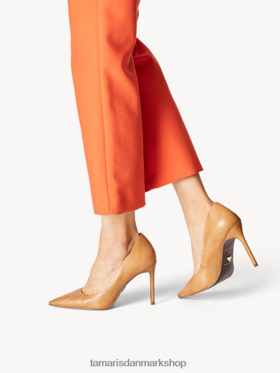 Tamaris Kvinder læder pumps - brun/kamel XVXV8T501 sko