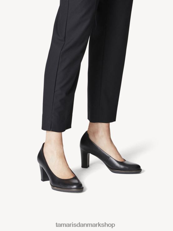 Tamaris Kvinder læder pumps - sort/sort læder XVXV8T2191 sko