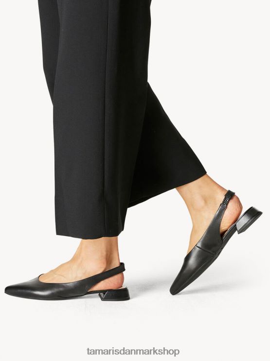 Tamaris Kvinder læder slyngepumper - sort/sort læder XVXV8T1004 sko