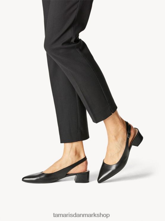 Tamaris Kvinder læder slyngepumper - sort/sort læder XVXV8T1577 sko