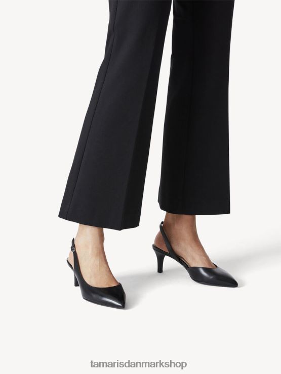 Tamaris Kvinder læder slyngepumper - sort/sort læder XVXV8T2084 sko