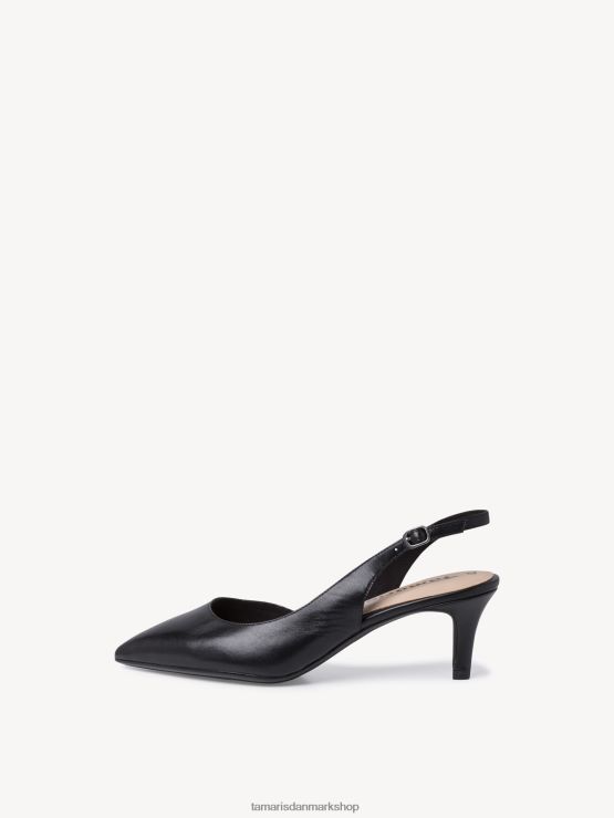 Tamaris Kvinder læder slyngepumper - sort/sort læder XVXV8T2084 sko