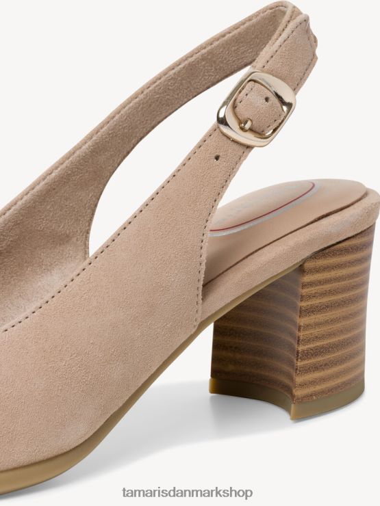 Tamaris Kvinder slyngepumper i læder - beige/sand XVXV8T1260 sko