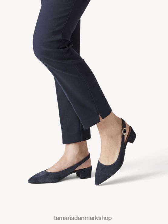 Tamaris Kvinder slyngepumper i læder - blå/marineblå XVXV8T433 sko