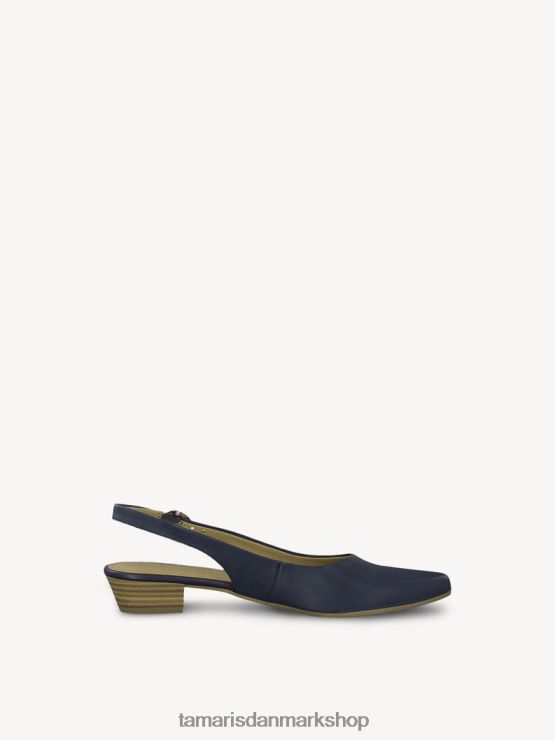 Tamaris Kvinder slyngepumper i læder - blå/marineblå læder XVXV8T1155 sko