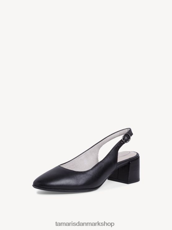 Tamaris Kvinder slyngepumper i læder - sort/sort nappa XVXV8T1228 sko