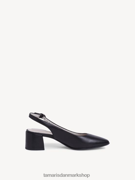 Tamaris Kvinder slyngepumper i læder - sort/sort nappa XVXV8T1228 sko