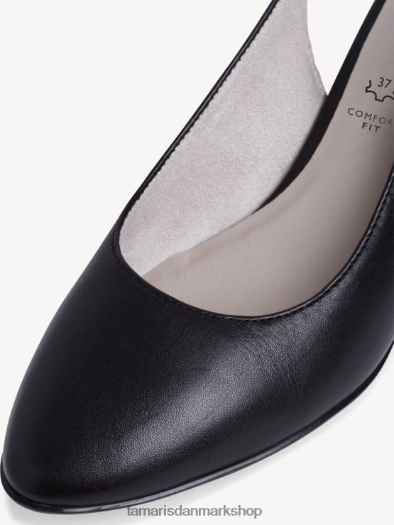 Tamaris Kvinder slyngepumper i læder - sort/sort nappa XVXV8T1228 sko