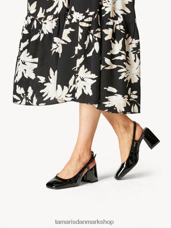 Tamaris Kvinder slyngepumper - sort/sort patent XVXV8T1245 sko