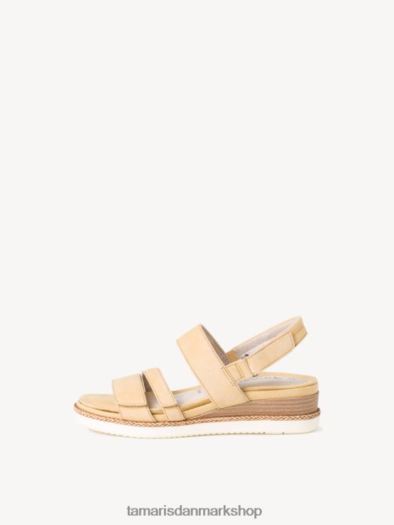 Tamaris Kvinder læder sandal med hæl - gul/sorbet ruskind XVXV8T1403 sko