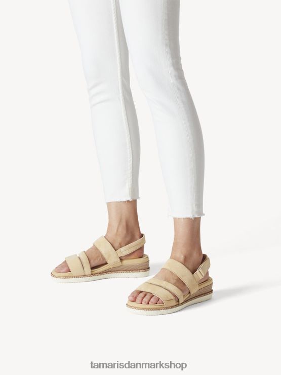 Tamaris Kvinder læder sandal med hæl - gul/sorbet ruskind XVXV8T1403 sko