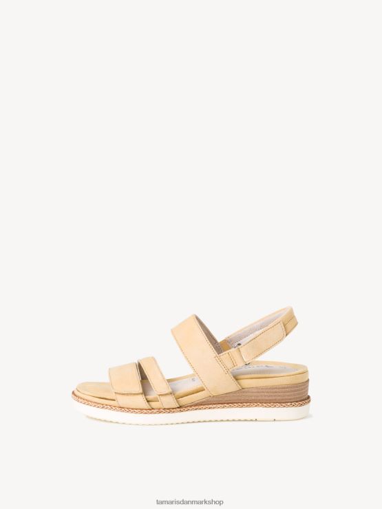 Tamaris Kvinder læder sandal med hæl - gul/sorbet ruskind XVXV8T1403 sko