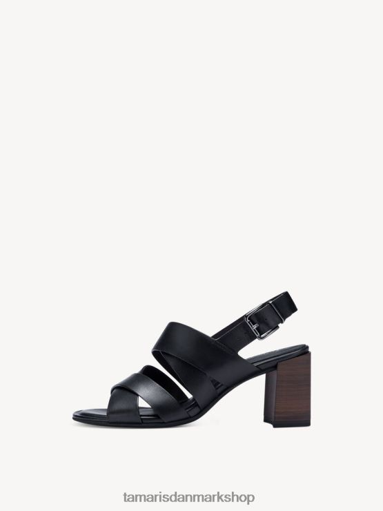 Tamaris Kvinder læder sandal med hæl - sort/sort uni XVXV8T1532 sko