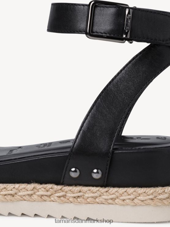 Tamaris Kvinder læderhælede sandal - sort/sort læder XVXV8T1226 sko