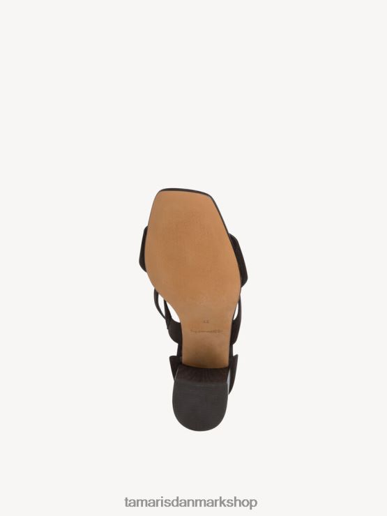 Tamaris Kvinder læderhælede sandal - sort/sort ruskind XVXV8T1396 sko