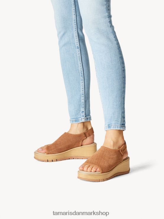 Tamaris Kvinder lædersandal - brun/cognac XVXV8T1273 sko