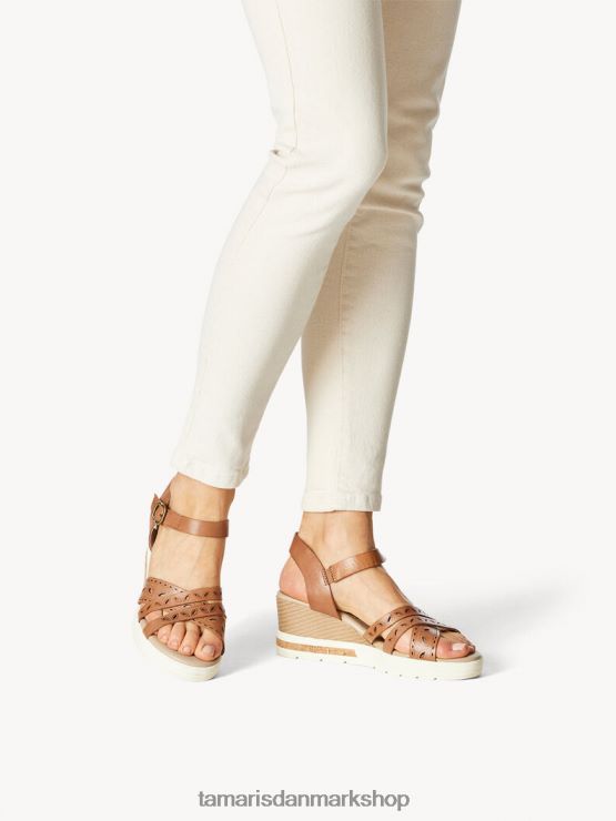 Tamaris Kvinder lædersandal - brun/cognac XVXV8T1325 sko