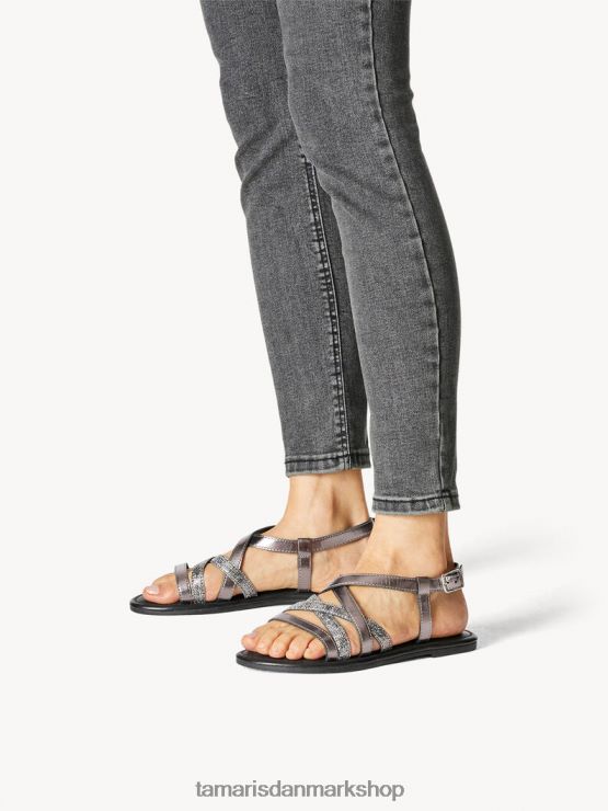 Tamaris Kvinder lædersandal - metallic/tin XVXV8T130 sko