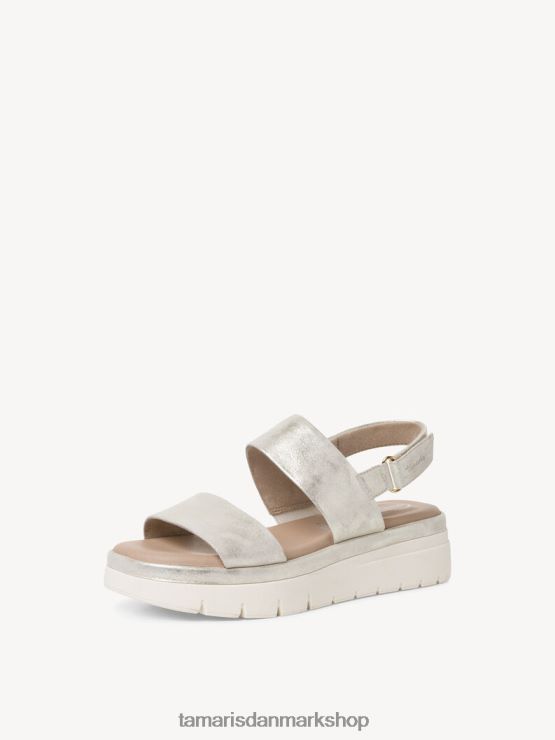 Tamaris Kvinder lædersandal - metallisk/sky guld XVXV8T1301 sko