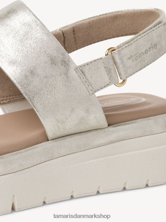Tamaris Kvinder lædersandal - metallisk/sky guld XVXV8T1301 sko