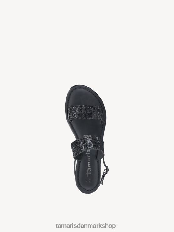 Tamaris Kvinder lædersandal - sort/sort glam XVXV8T1058 sko
