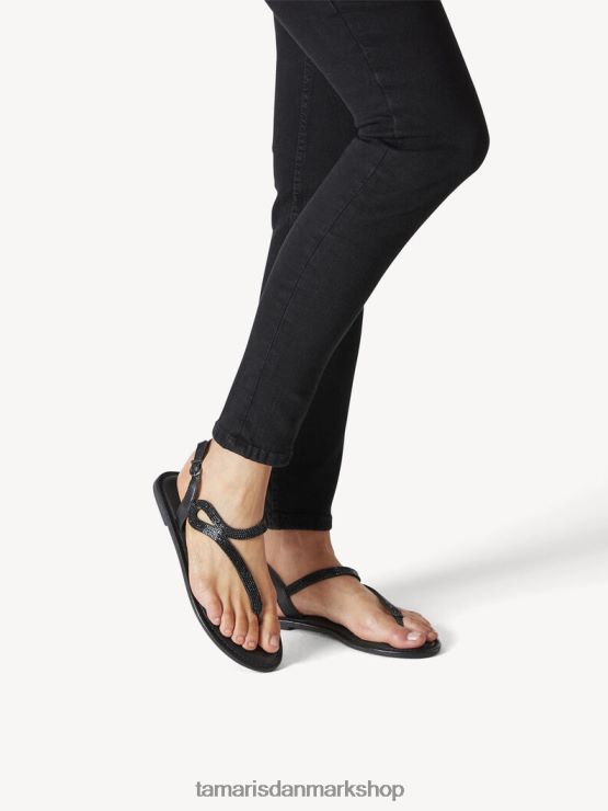 Tamaris Kvinder lædersandal - sort/sort glam XVXV8T1347 sko