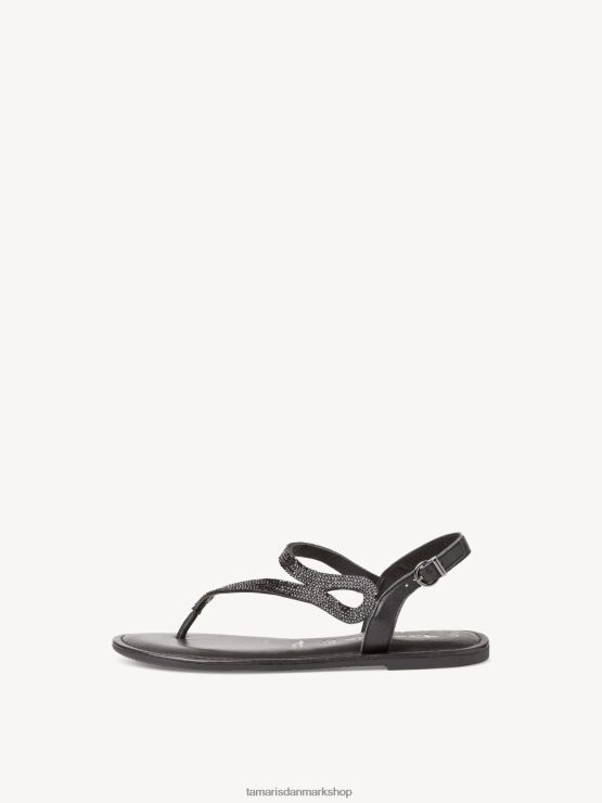 Tamaris Kvinder lædersandal - sort/sort glam XVXV8T1347 sko