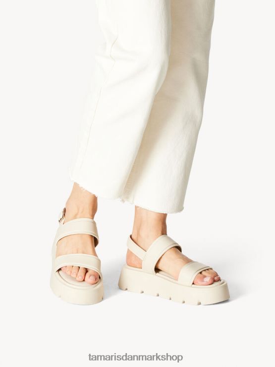 Tamaris Kvinder lædersandaler - beige/elfenben uni XVXV8T1506 sko