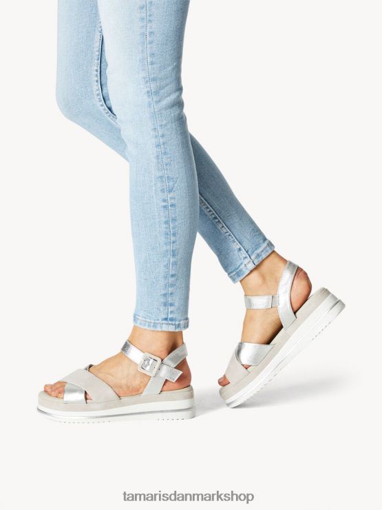 Tamaris Kvinder lædersandaler - metallic/sølv XVXV8T1780 sko