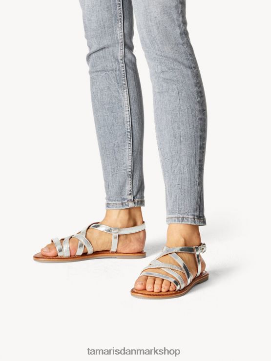 Tamaris Kvinder lædersandaler - metallic/sølv XVXV8T613 sko