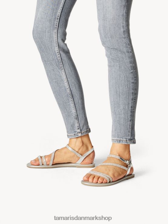 Tamaris Kvinder lædersandaler - metallic/sølv glam XVXV8T285 sko