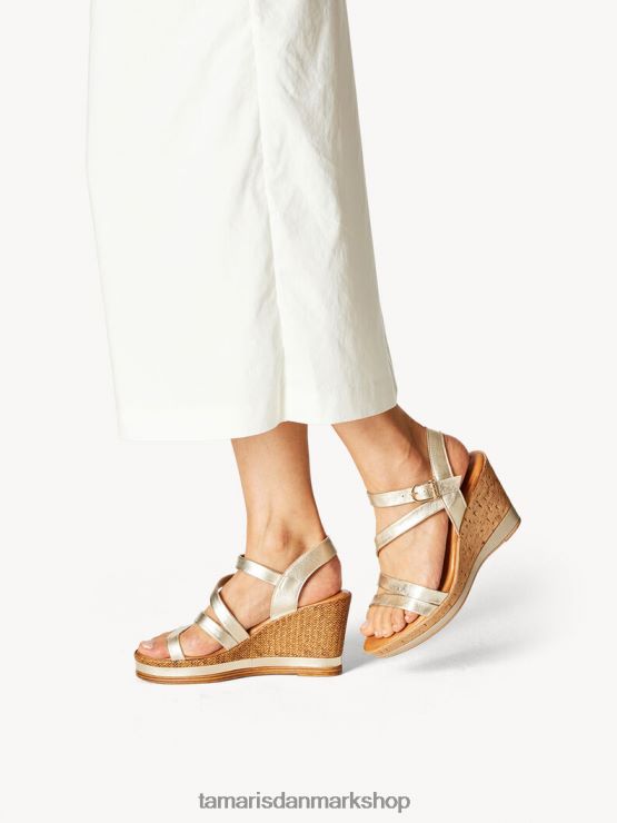 Tamaris Kvinder sandal i læder - metallic/guld XVXV8T1119 sko