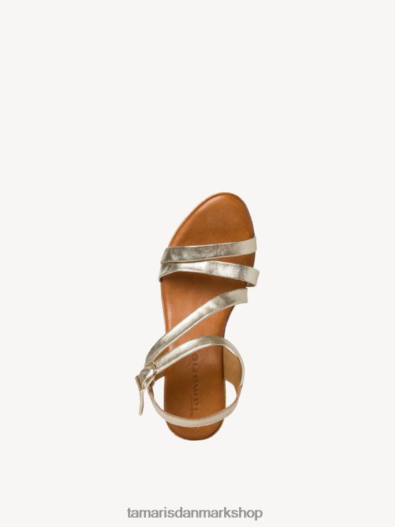 Tamaris Kvinder sandal i læder - metallic/guld XVXV8T1119 sko