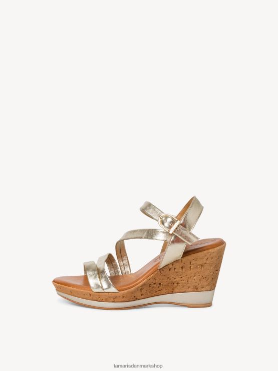 Tamaris Kvinder sandal i læder - metallic/guld XVXV8T1119 sko