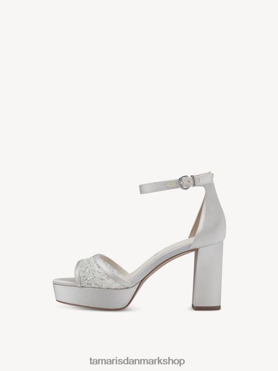 Tamaris Kvinder sandal med hæl - beige/elfenben satin XVXV8T1448 sko