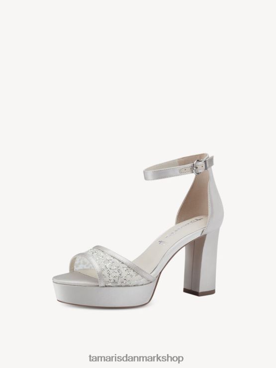 Tamaris Kvinder sandal med hæl - beige/elfenben satin XVXV8T1448 sko